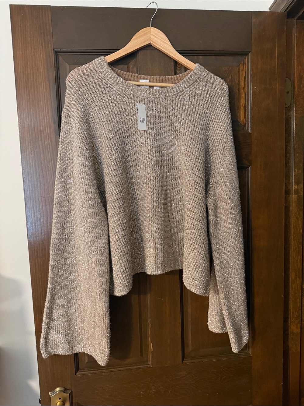 GAP Women's Shimmery Taupe Scoopneck Sweater